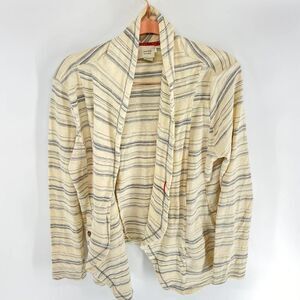 Anthropologie Saturday Sunday Gray cream stripe Open front Cardigan womens small